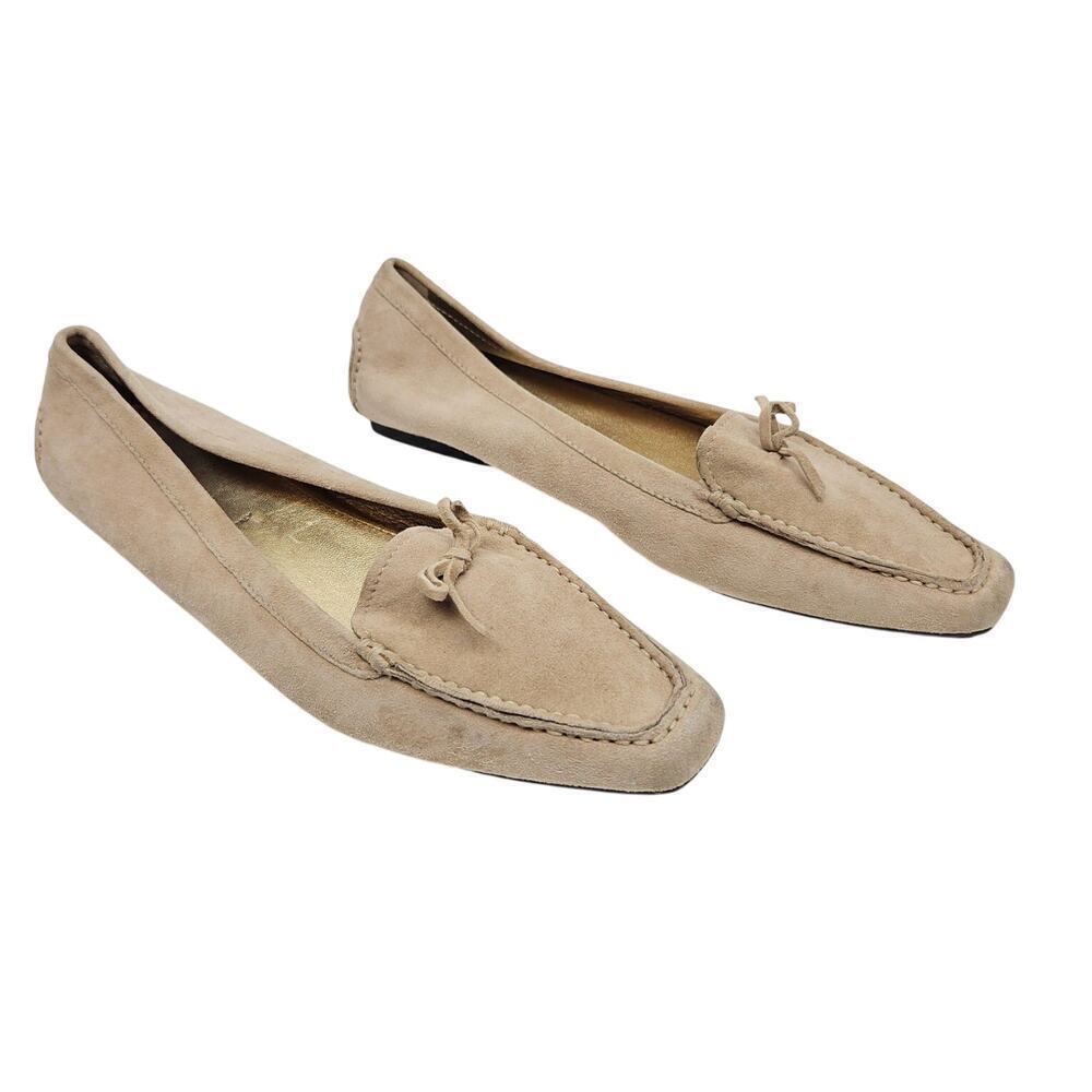 Prada Beige Suede Leather Pointed Loafers Made in Italy Size 39 - Picture 1 of 6